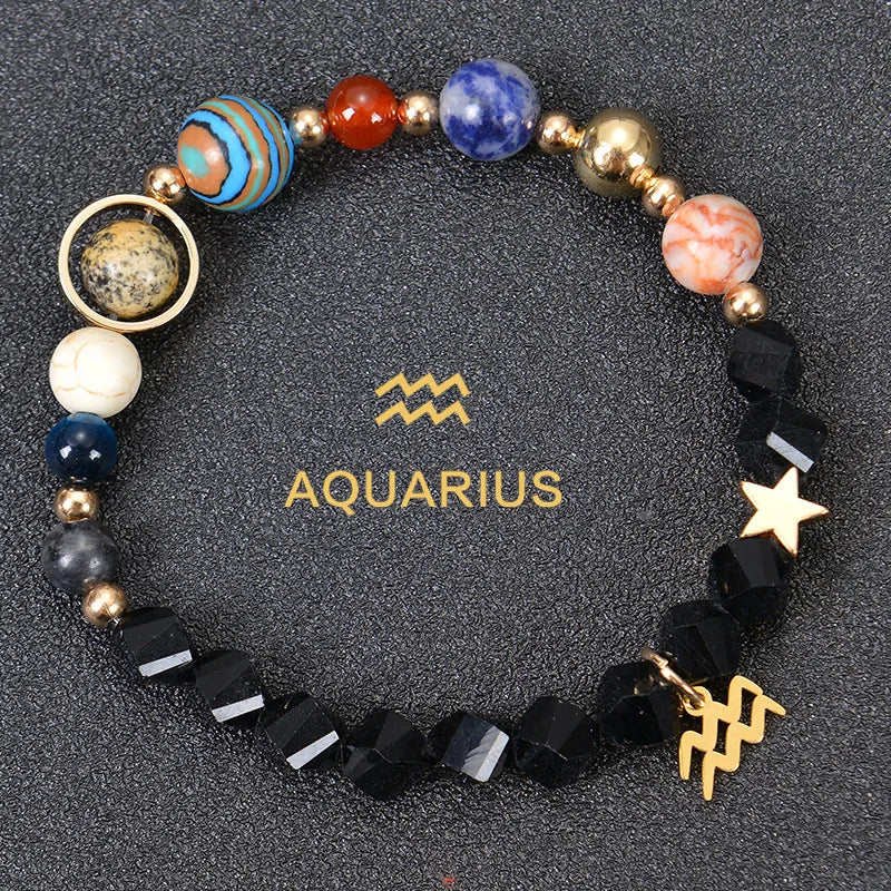 Zodiac Bracelets for Women 12 Constellations Crystal Stone Bracelet for Birthday Zodiac Gifts Constellation Charm Bracelet
