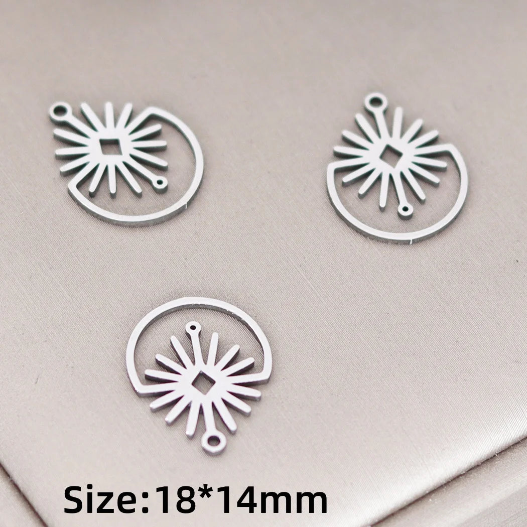 3pcs Stainless Steel Gothic Sun Cross Sword DIY Charms Tassels Star Lotus Flower Earrings Necklace Jewelry Making Amulet Pendant