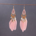 Boho Long Feather Dangle Women's Earrings Beach Long Tassel Beads Handmade Flower Enamel Earrings Bride Wedding Pendientes Mujer - Charlie Dolly