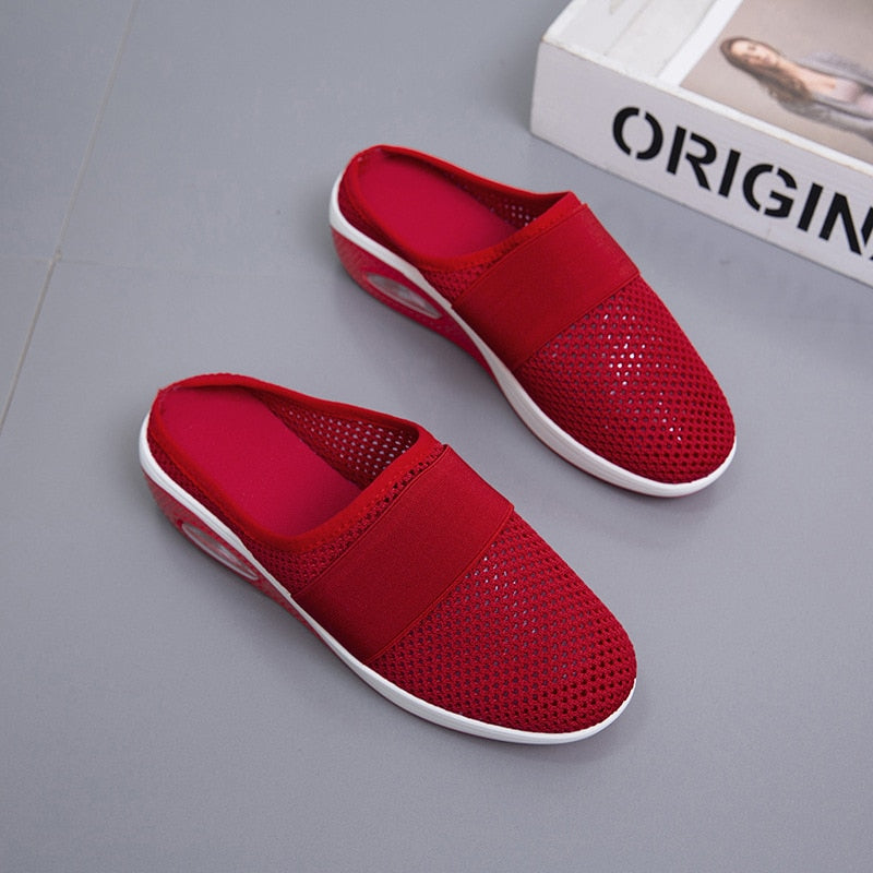Air Cushion Slip-On Women Walking Shoes Orthopedic Diabetic Ladies Platform Mules Mesh Slippers Wedge Female Sneaker - Charlie Dolly