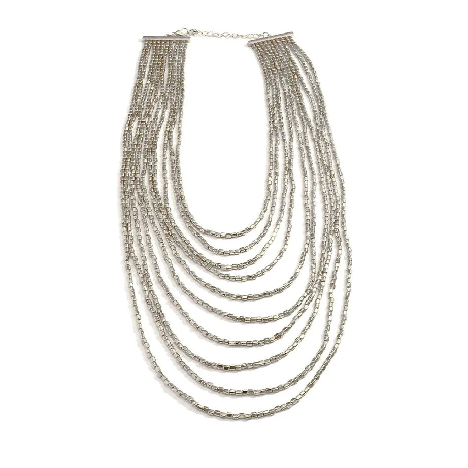 Resin Bead Multilayer Long Statement Necklace Jewelry