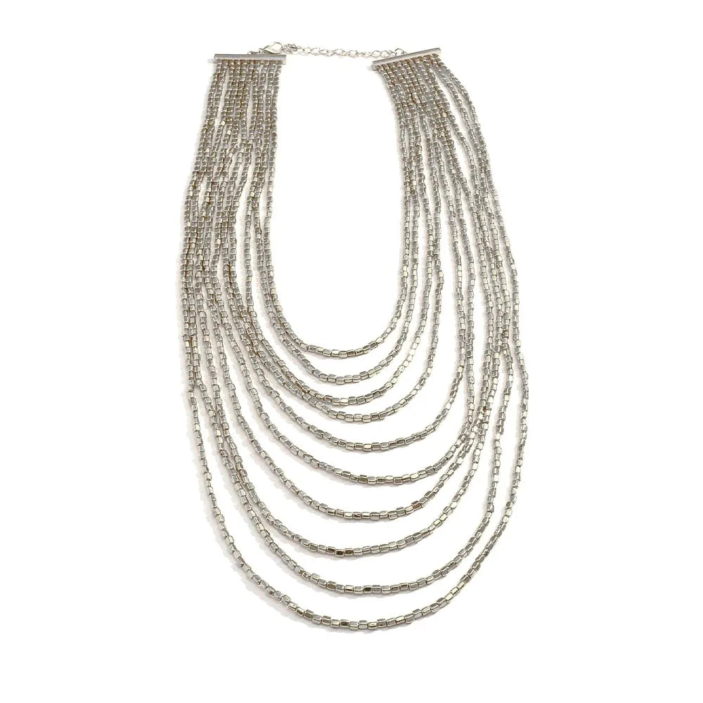 Resin Bead Multilayer Long Statement Necklace Jewelry