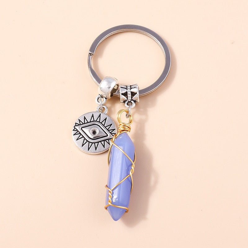 1Pc Bohemia Evil Eye Hamsa Hand Keychain for Women Men Blue Eye Sun Feather Key Ring Bag Pendant Car Key Holder Rings Wholesale - Charlie Dolly