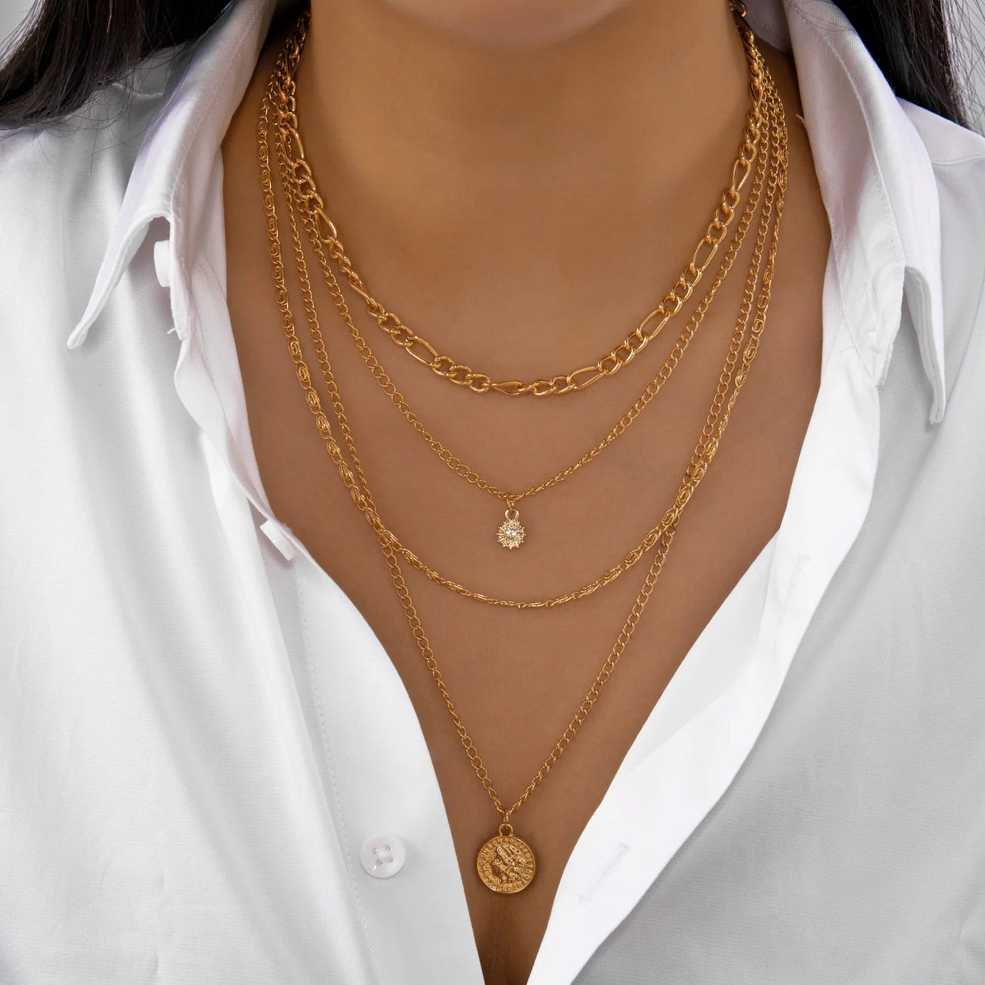 Sequin Tassel Star Moon Layered Choker Necklace Jewelry