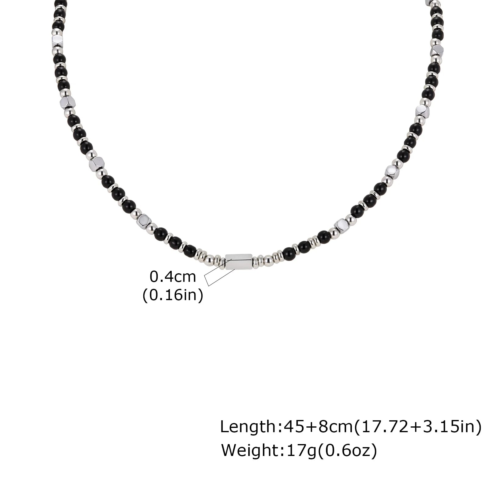 Vnox Natural Stone Beaded Necklace for Men Women, Black Onyx Turquoise 45-50cm Adjustable Chain Boho Trendy Jewelry Gifts Unisex