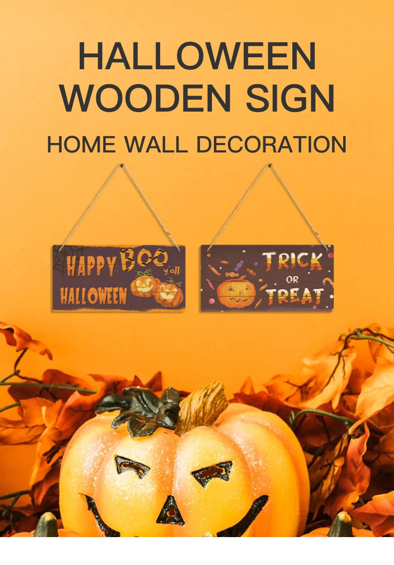 Putuo Decor Halloween Wooden Hanging Pendant Door Sign Pumpkin Ghost Bat Swith Greeting Doorplate Wood Crafts Happy Halloween Da - Charlie Dolly