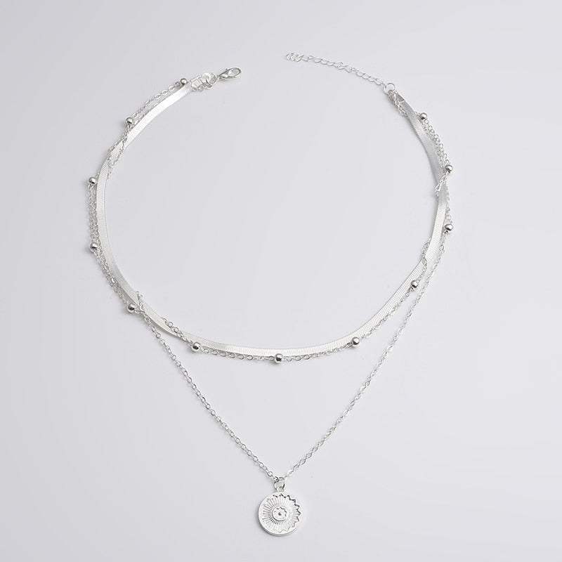 925 Sterling Silver Three-Layer Round Necklace Simple Snake Chain Charm Ball Chain Party Gift For Women's Exquisite Jewelry - Charlie Dolly