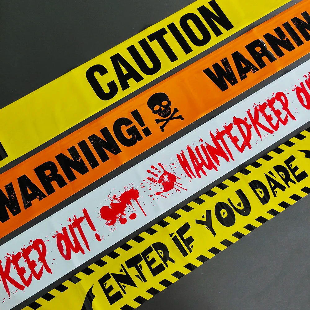 Halloween Warning Tape Signs Banner Halloween Party Props Window Prop Danger Warning Line Halloween Party Decoration Supplies - Charlie Dolly