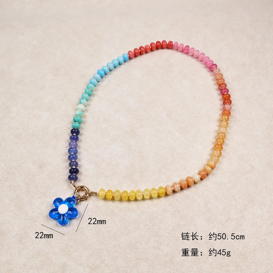 Chunky Rainbow Stone Beach Necklace