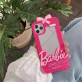 Kawaii Barbie Phone Case for 11 12 13 14 Pro Max Mini Xsmax Xr Xs X 6 7 8 Plus Se Anime Doll Pendant Fashion Cover with Mirror - Charlie Dolly