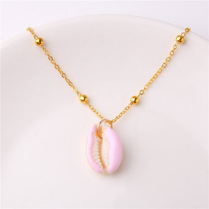 Boho Conch Shell Necklace Gold Color Beads Chain Necklace Women Simple Seashell Choker Necklace Summer Beach Jewelry Party Gift