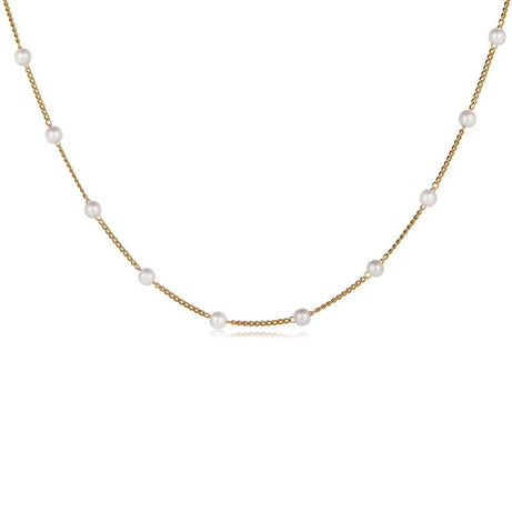 Kpop Pearl and Chain Bead Choker Necklace