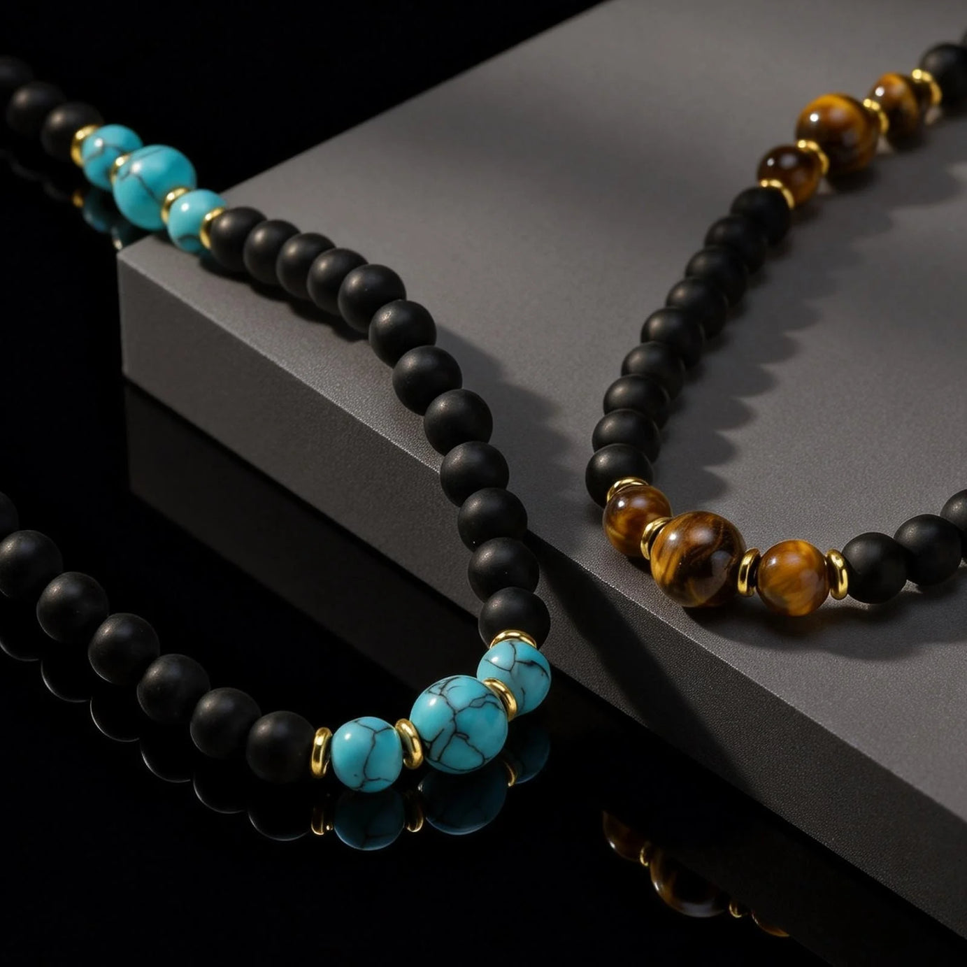 Retro Natural Stone Beads Necklace Tiger Eye Stone Stainless Steel Handmade Collar Necklace for Men Boho Trendy Jewelry Gifts - Charlie Dolly