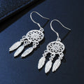 925 Sterling Silver Dreamcatcher Tassel Feather Round Bead Drop Earrings For Women Elegant Fashion Jewelry - Charlie Dolly