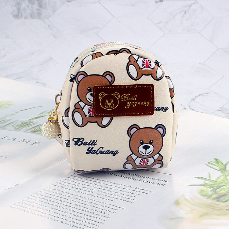 Kawaii Cartoon Bear Coin Purses Wallet for Women Korean Fashion Zipper PU Leather Coin Pouch Cute Small Bag Girl Mini Backpack - Charlie Dolly