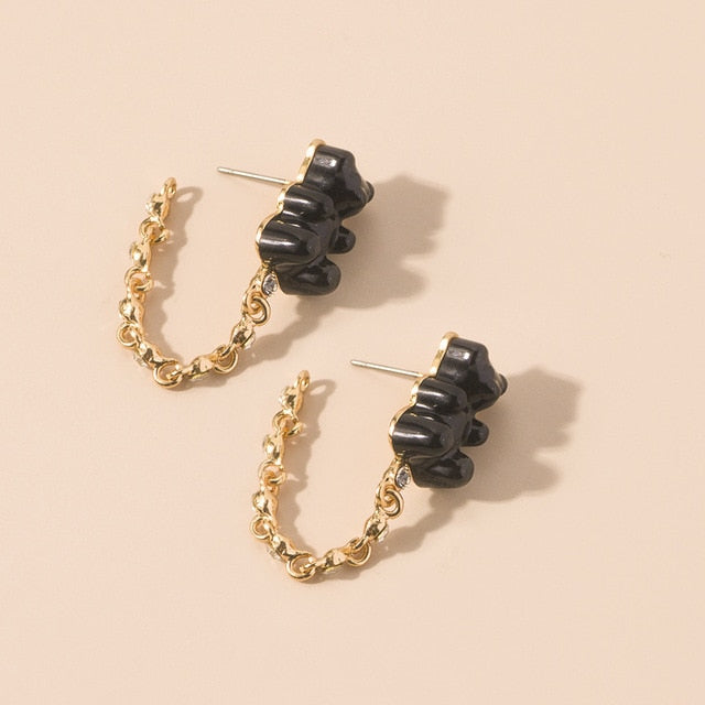 Cute Acrylic Candy Gummy Bear Dangle Earrings for Women Rainbow Bear CZ Hoop Earrings 2022 Korean Fashion Sweet Girl Jewelry - Charlie Dolly