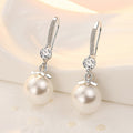 Exquisite Fashion Silver Color Water Imitation Pearls Drop Earrings for Women Shiny Red Green Round Imitation Pearls Earrings - Charlie Dolly