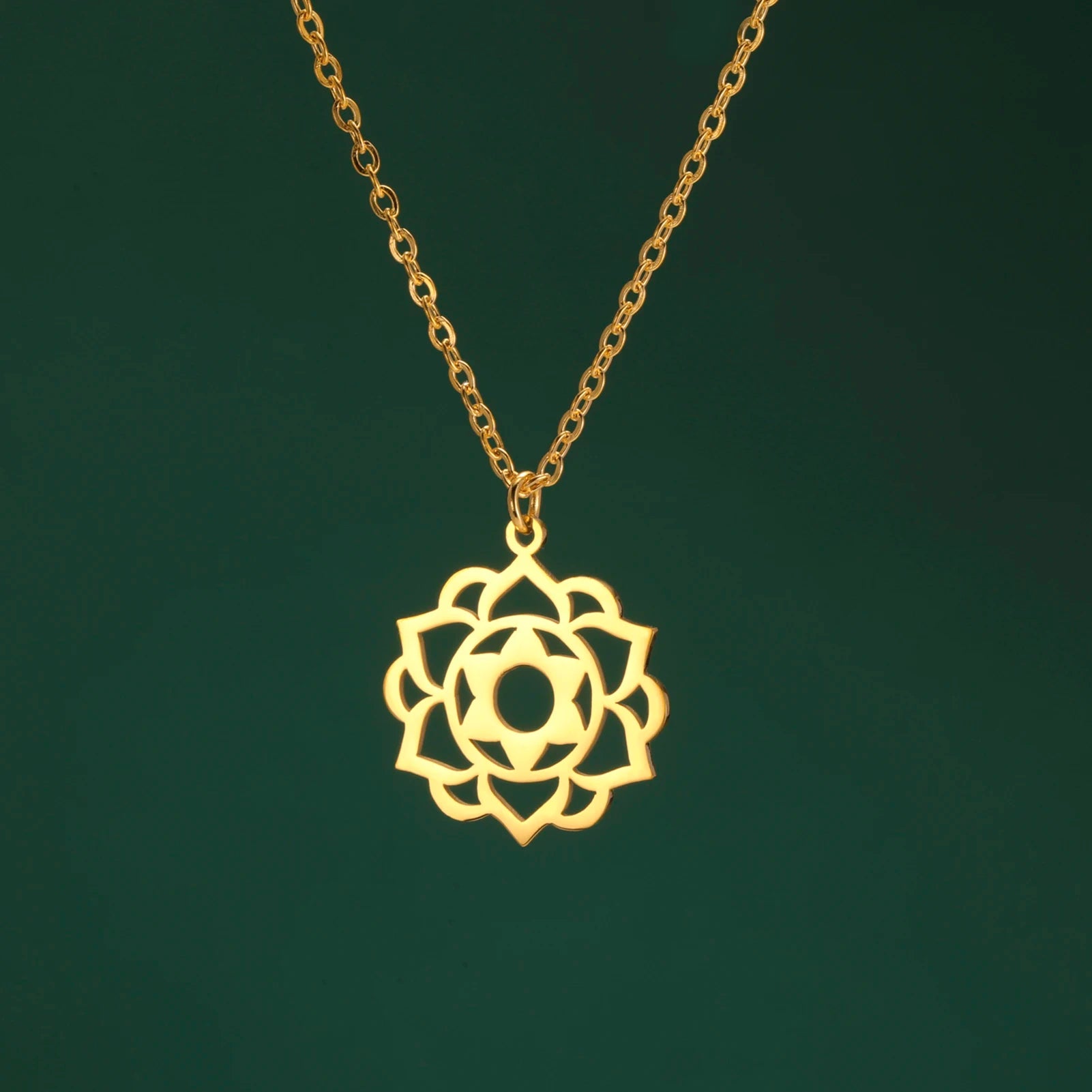 LIKGREAT Yoga Lotus Necklaces Stainless Steel Flower of Life Pendant Women Mandala Healing Buddha Spiritual Chakra Jewelry