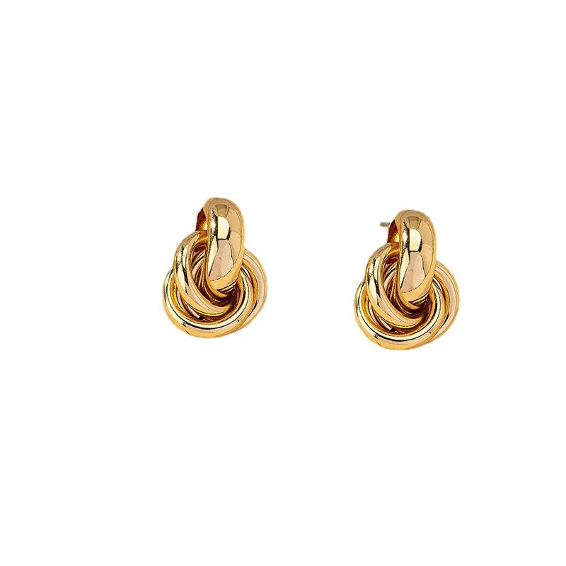 Twisted Hoop Earrings Gold Silver Geometric Stacked Design  Plated Corkscrew Everyday Boho Jewelry Gift