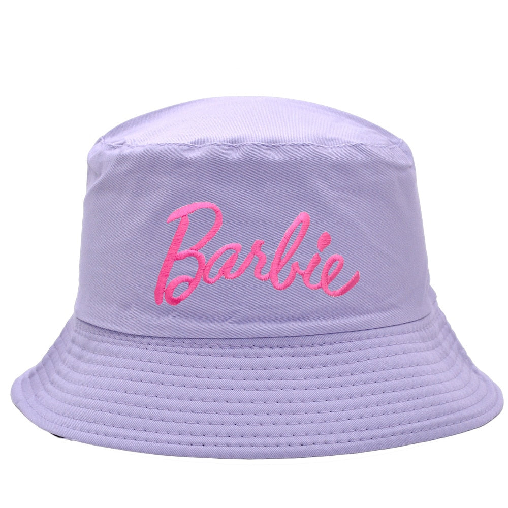 Fashion Barbie Fisherman Hat Kawaii Girls Embroidery Letter Women Outdoor Sunscreen Cap Summer Casual Beach Sunshade Caps Gifts - Charlie Dolly