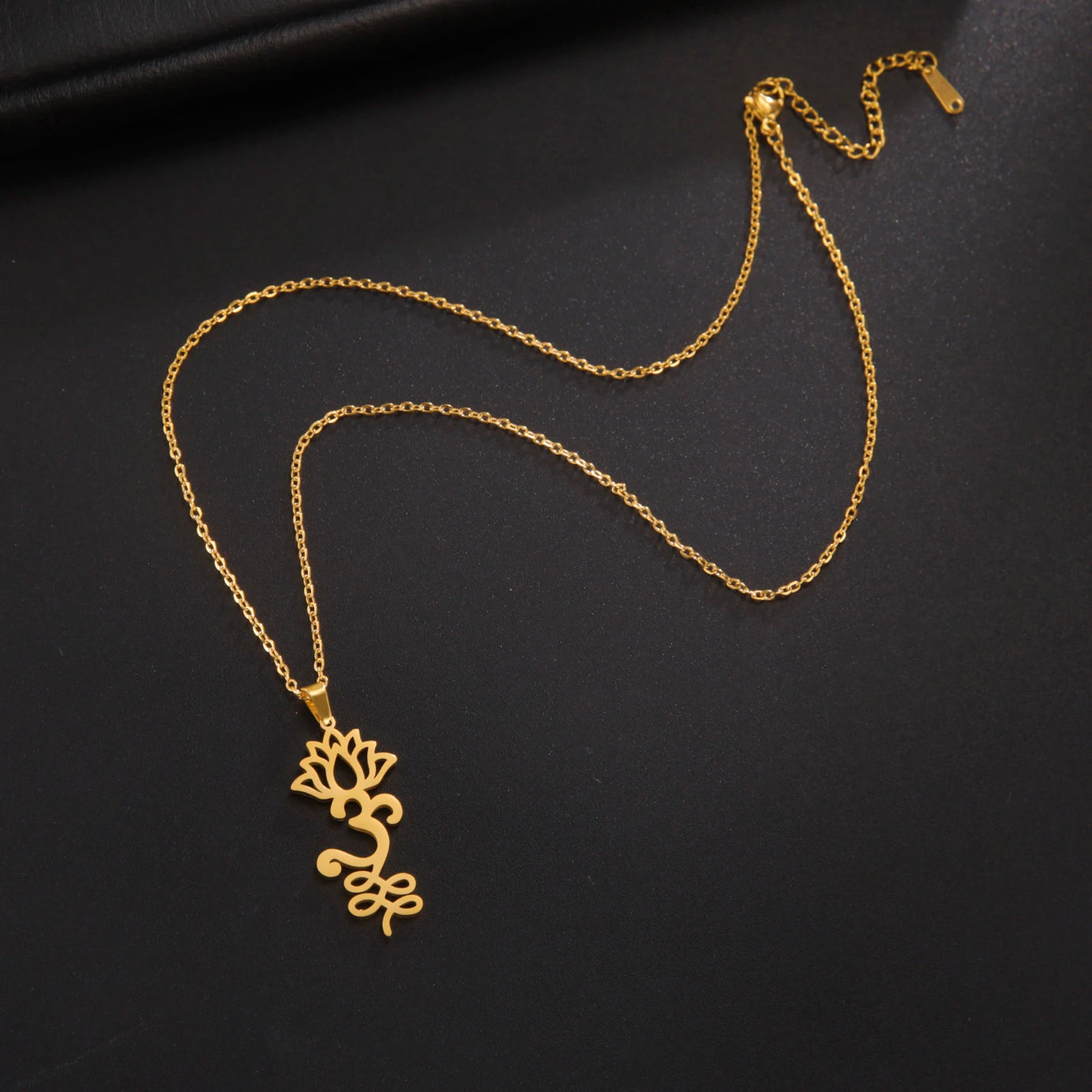 Lotus & Unalome Chakra Pendant, Stainless Steel Sacred Path Necklace