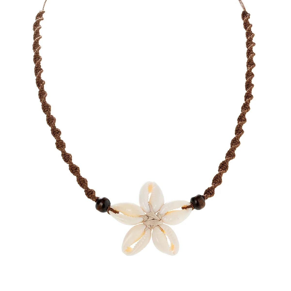 Boho Beach Bohemian Shell Flower Necklaces for Women Girls Summer Fashion Jewelry Woven Rope Shell Pendants Necklace Adjustable
