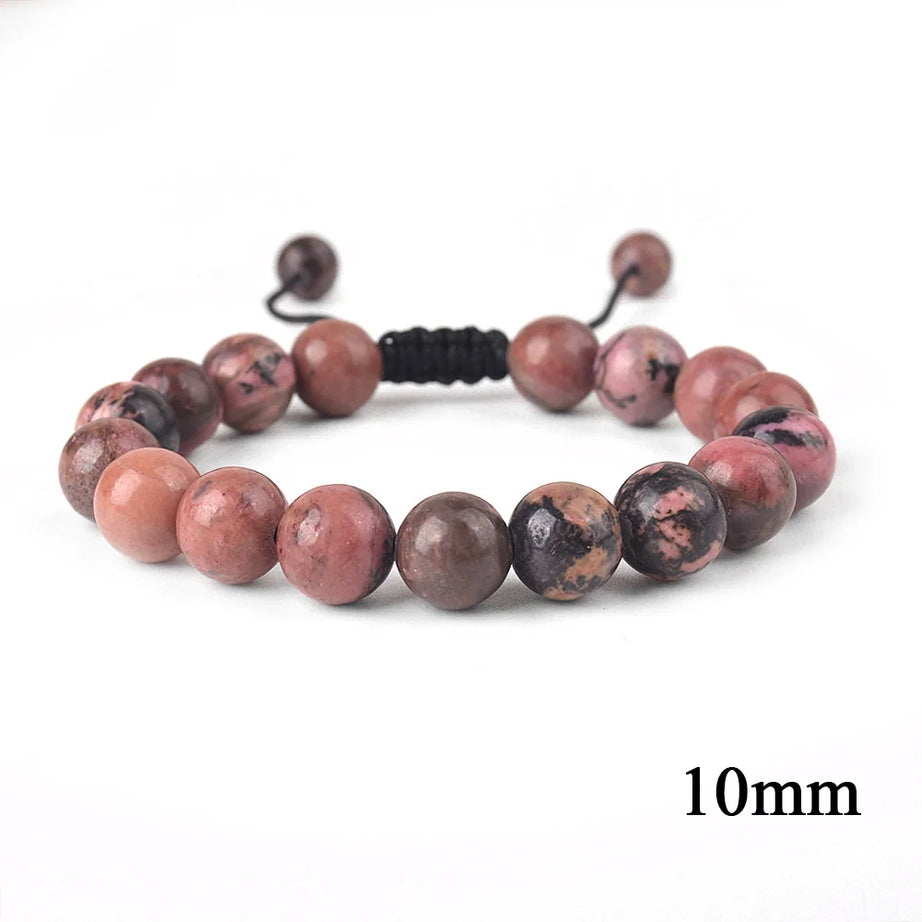Natural Stone Beaded Bracelet — Tiger Eye, Agate & Lava