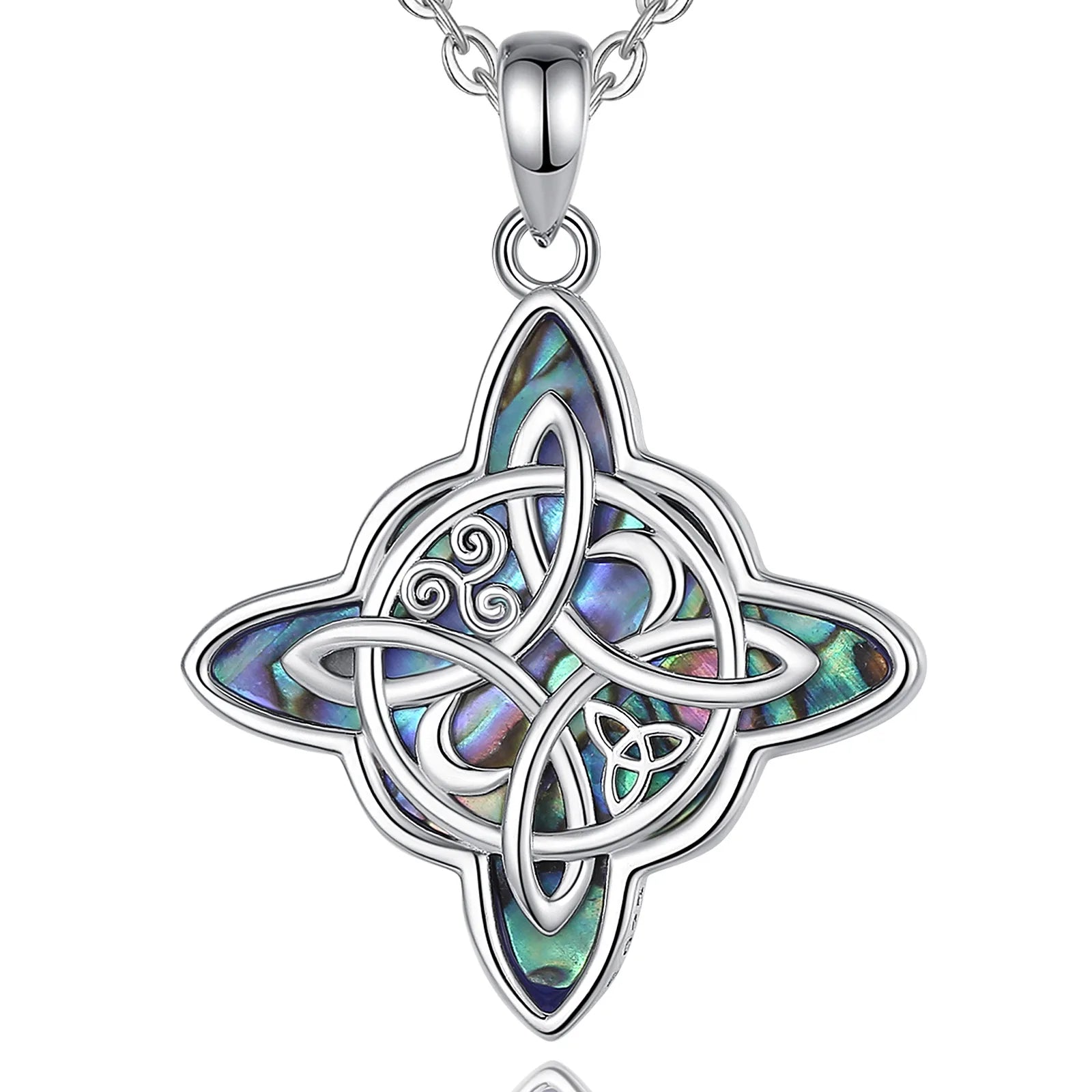 Eudora original 925 Sterling Silver Witch Knot Necklace for Men Women Natural Abalone Witchcraft Amulet Pendant Wicca Jewelry