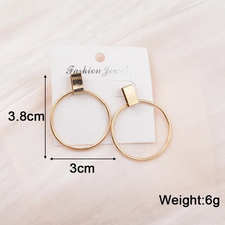 Twisted Gold Metal Geometric Dangle Earrings Jewelry