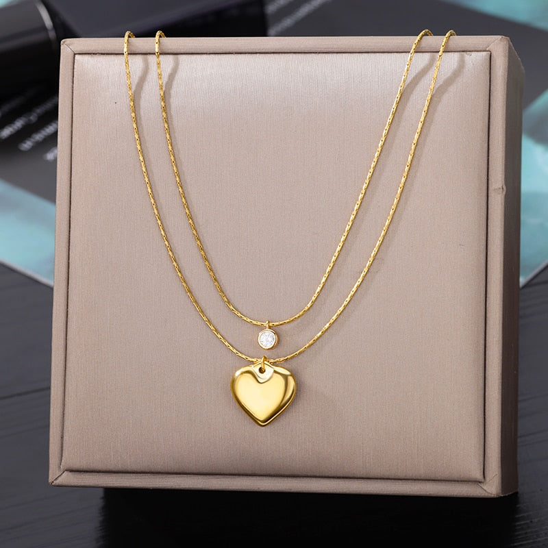 Stainless Steel Geometry Star Moon Butterfly Pendant Multilayer Chain Choker Necklace For Women Wedding Accessories Dropshipping - Charlie Dolly