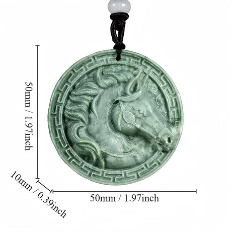 Dark Green Jade Dragon Fox & Owl Pendant Necklace, Carved Amulet Zodiac Talisman