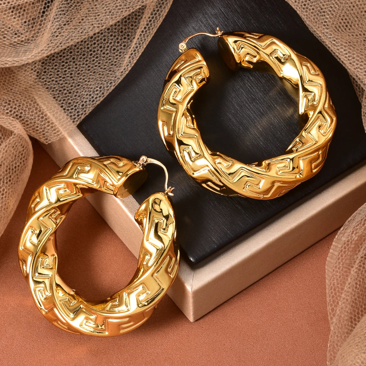 Large Gold Hoop Earrings for Women 18K Gold Plated Circle Boho Statement Jewelry Gift Wedding Anniversary Birthday Party