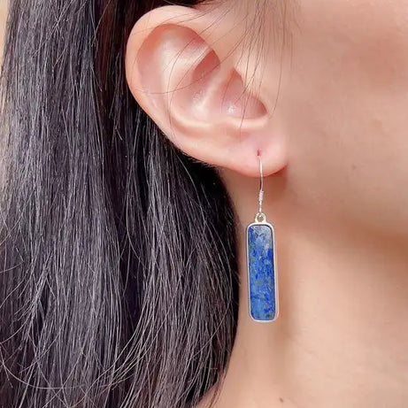 Lapis Lazuli Rectangle Earrings Pendant Necklace Jewelry - Charlie Dolly