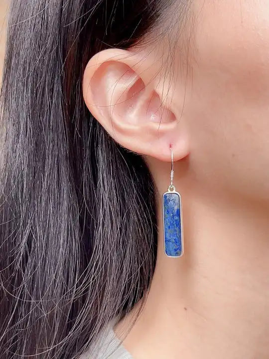 Lapis Lazuli Rectangle Earrings Pendant Necklace Jewelry