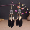 Boho Long Feather Dangle Women's Earrings Beach Long Tassel Beads Handmade Flower Enamel Earrings Bride Wedding Pendientes Mujer - Charlie Dolly