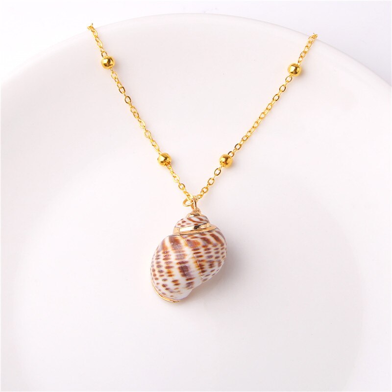 Boho Conch Shell Necklace Gold Color Beads Chain Necklace Women Simple Seashell Choker Necklace Summer Beach Jewelry Party Gift - Charlie Dolly