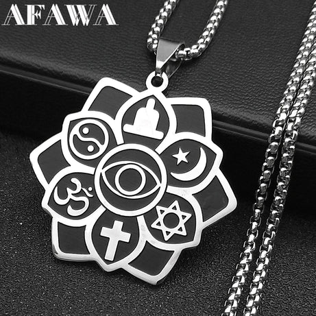 Six Philosophies Interfaith Yoga Necklace, Sacred Universal Symbol Talisman