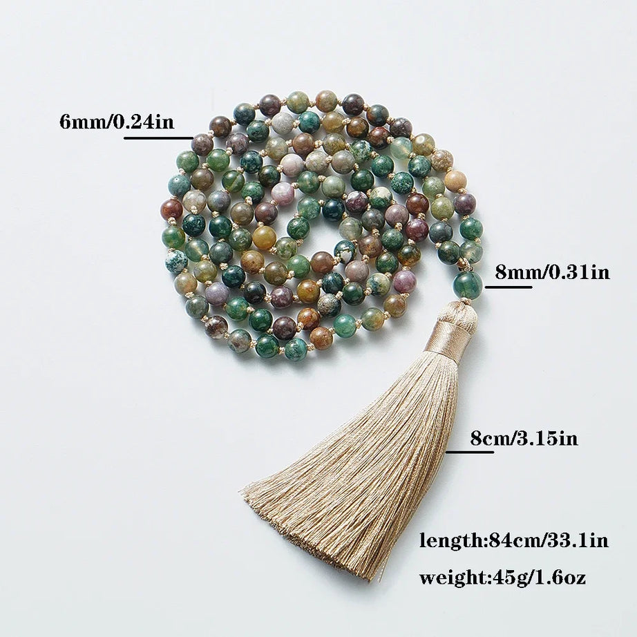 Indian Onyx Knotted 108 Mala Necklace Jewelry