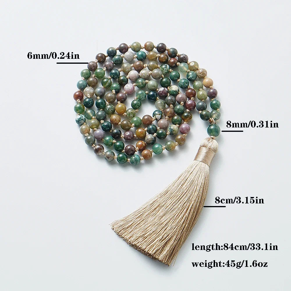 Indian Onyx Knotted 108 Mala Necklace Jewelry