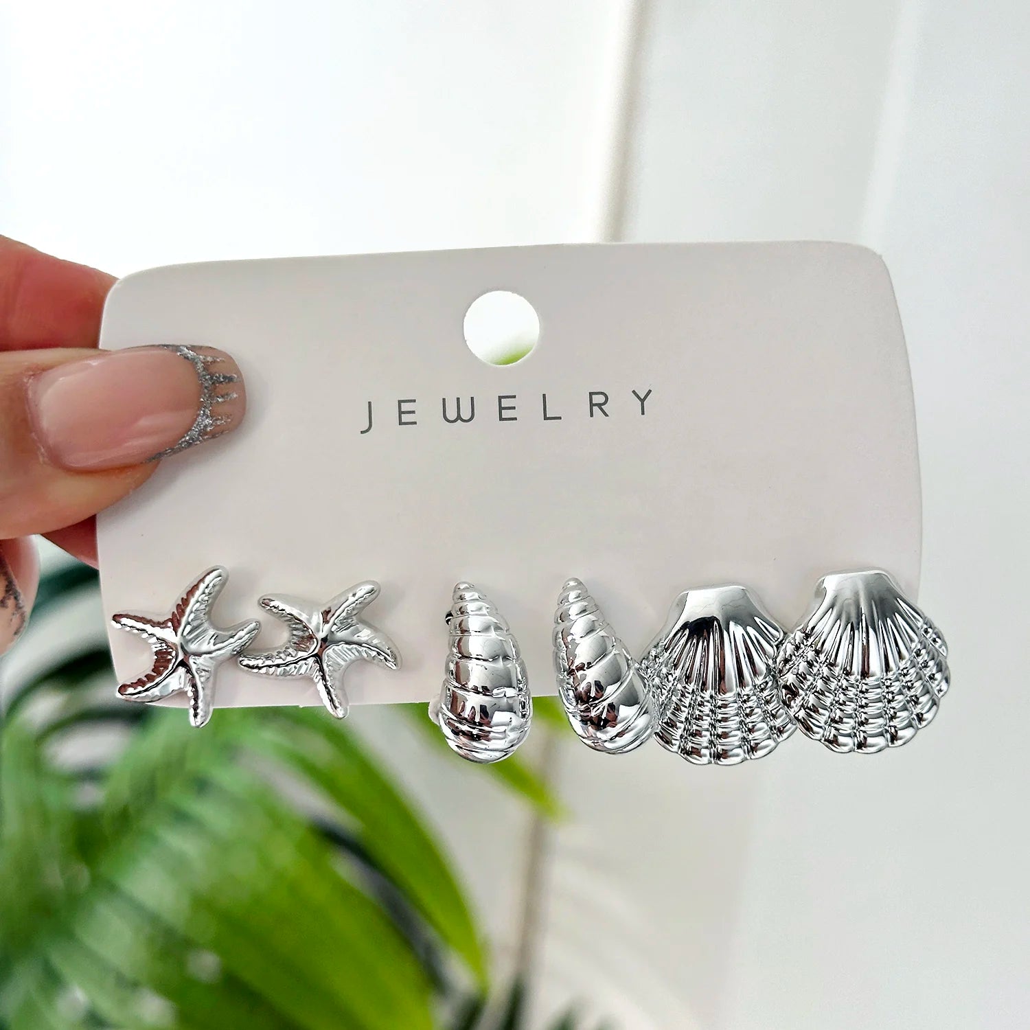 3 Pairs Gold Color Starfish Shell Stud Earrings Set for Women Fashion CCB Lightweight Star Earrings Boho Jewelry Accessories