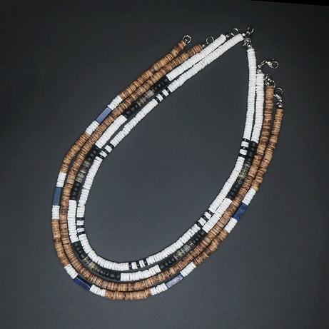 Tribal Coconut and Puka Shell Boho Necklace for Men