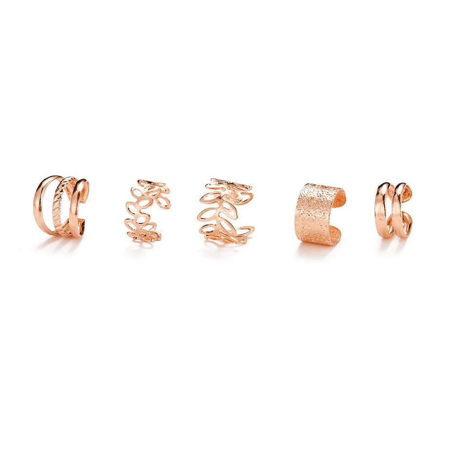 Retro Leaf Ear Cuff Non Piercing Set Jewelry