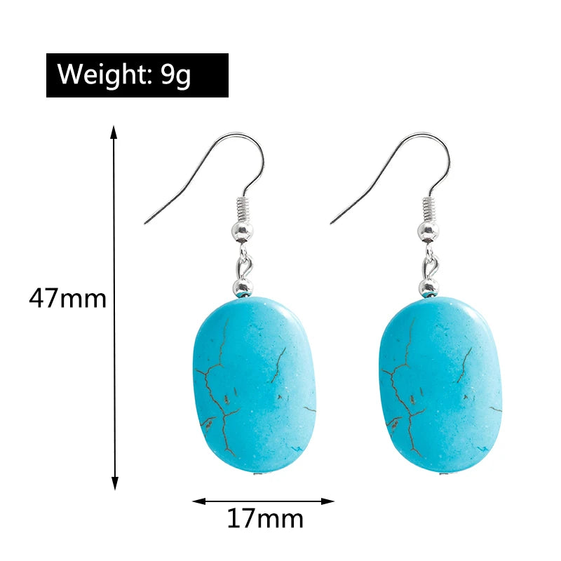 Boho Vintage Turquoise Water Drop Stud Earrings for Women Star Heart Flower Tribe Earring Statement Valentine Day Gift Jewelry