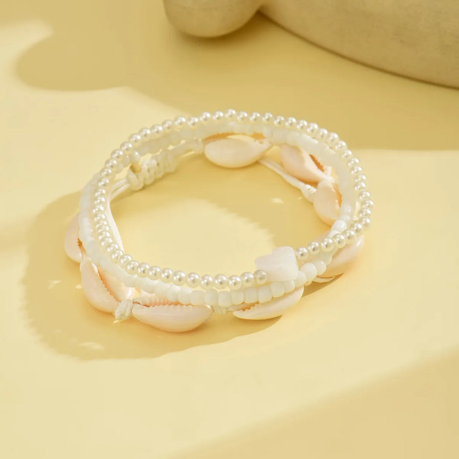 Ceramic Fish and Shell Woven Boho Anklet