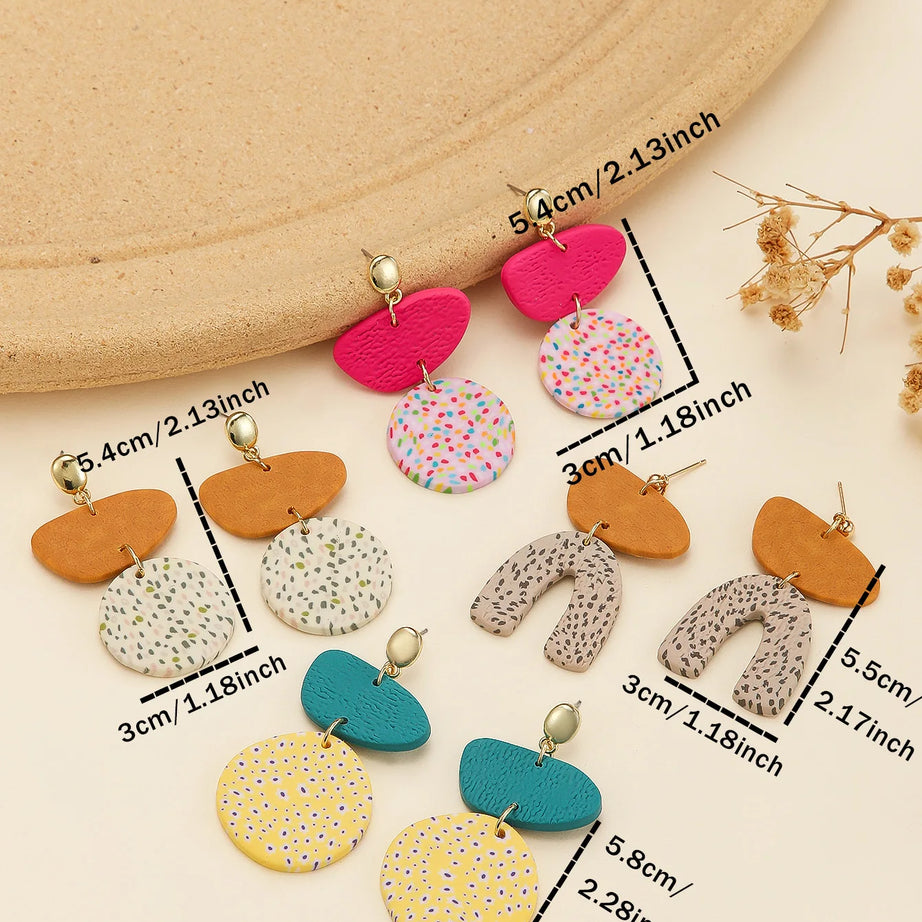 Polymer Clay Confetti Arch Statement Earrings Jewelry