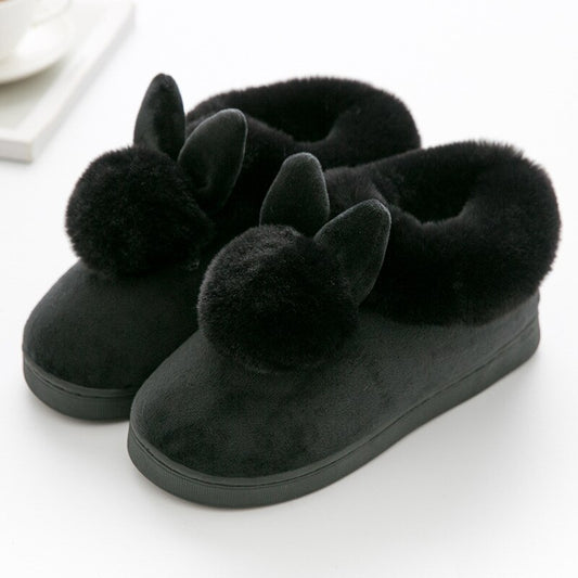 FONGIMIC Women Winter Slippers Warm Cute Cotton Slippers Ladies Autumn Velvet Home Floor Thick Bottom Cartoon House Rabbit Shoes - Charlie Dolly