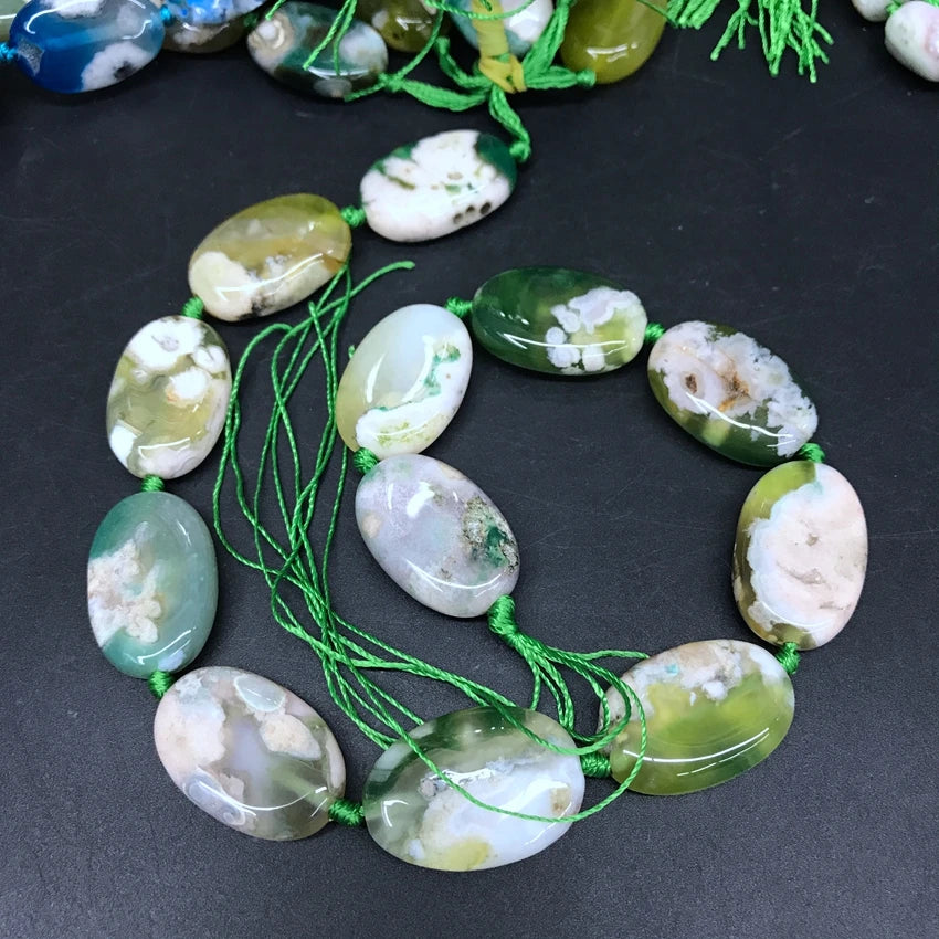 15.5" Strand Raw Sakura Agates Loose Beads,Freeform Natural Pink/Blue/Green Stone Nugget Slab Pendants Boho Jewelry Making