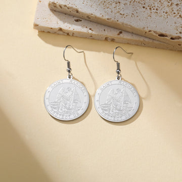 LIKGREAT Archangel Raphael Earrings for Women Spiritual Gift or Protection Healing Travel Safe Jewelry Stainless Steel Accessory