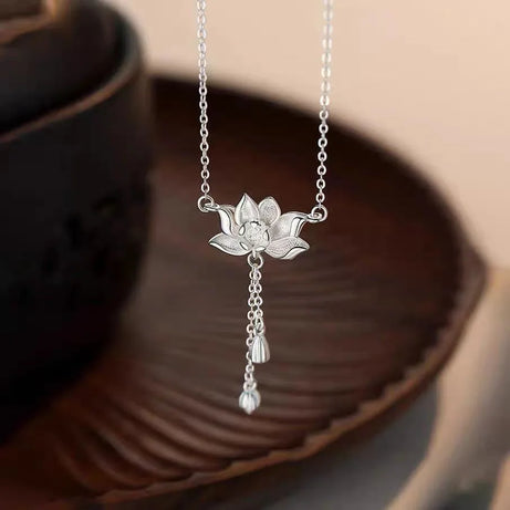 Lotus Flower Yoga Necklace & Bracelet Set, Meditation Talisman