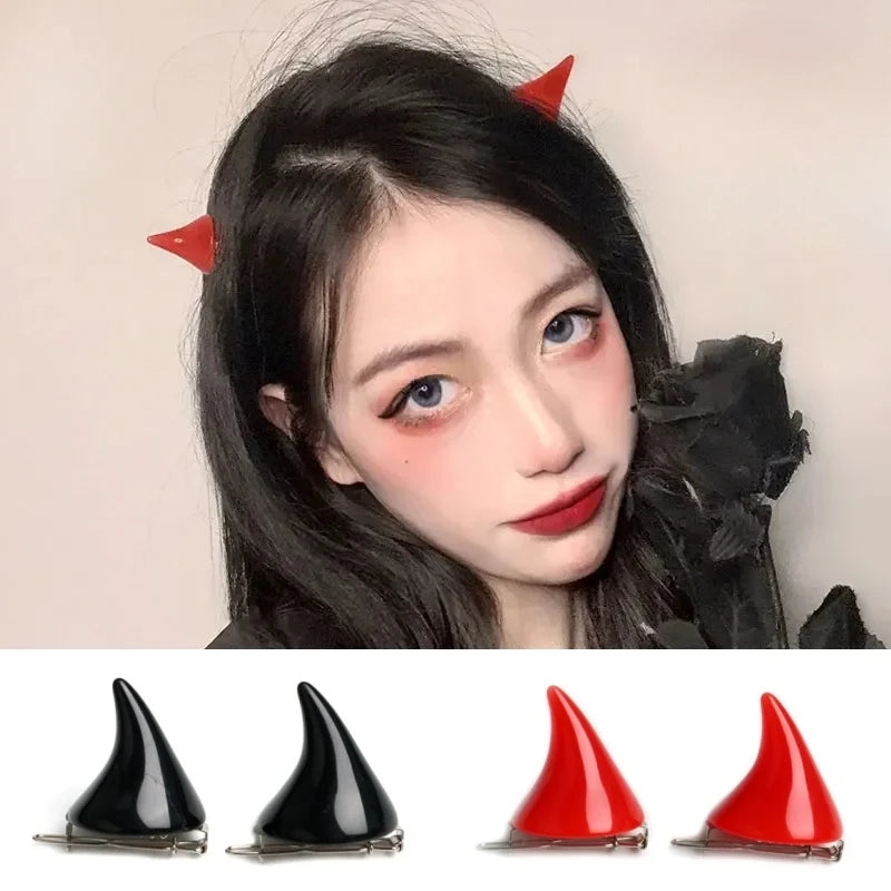 2pcs Small Demon OX Horn Hairpins Party Cosplay Costume Pin Hairpins Costume Horn Halloween Hair Accessories Hairclip